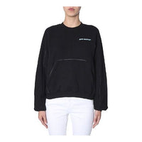 (WMNS) Off-White Black Logo Round Neck Pullover Hoodie Black OWBA043R19C480681001