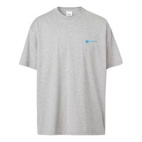 Men's Burberry Slogan Printing Cotton Loose Short Sleeve Gray 80370921