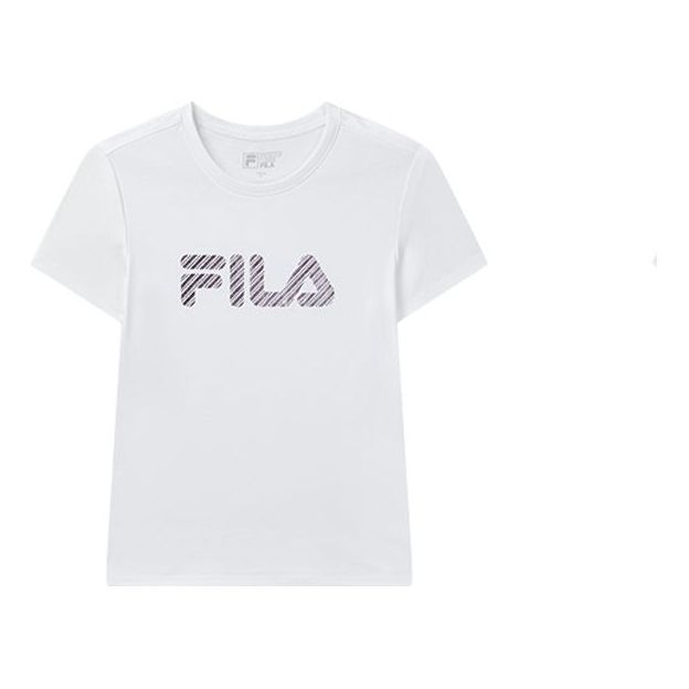 (WMNS) FILA Stripe Logo Printing Short Sleeve White F11W028104F-WT