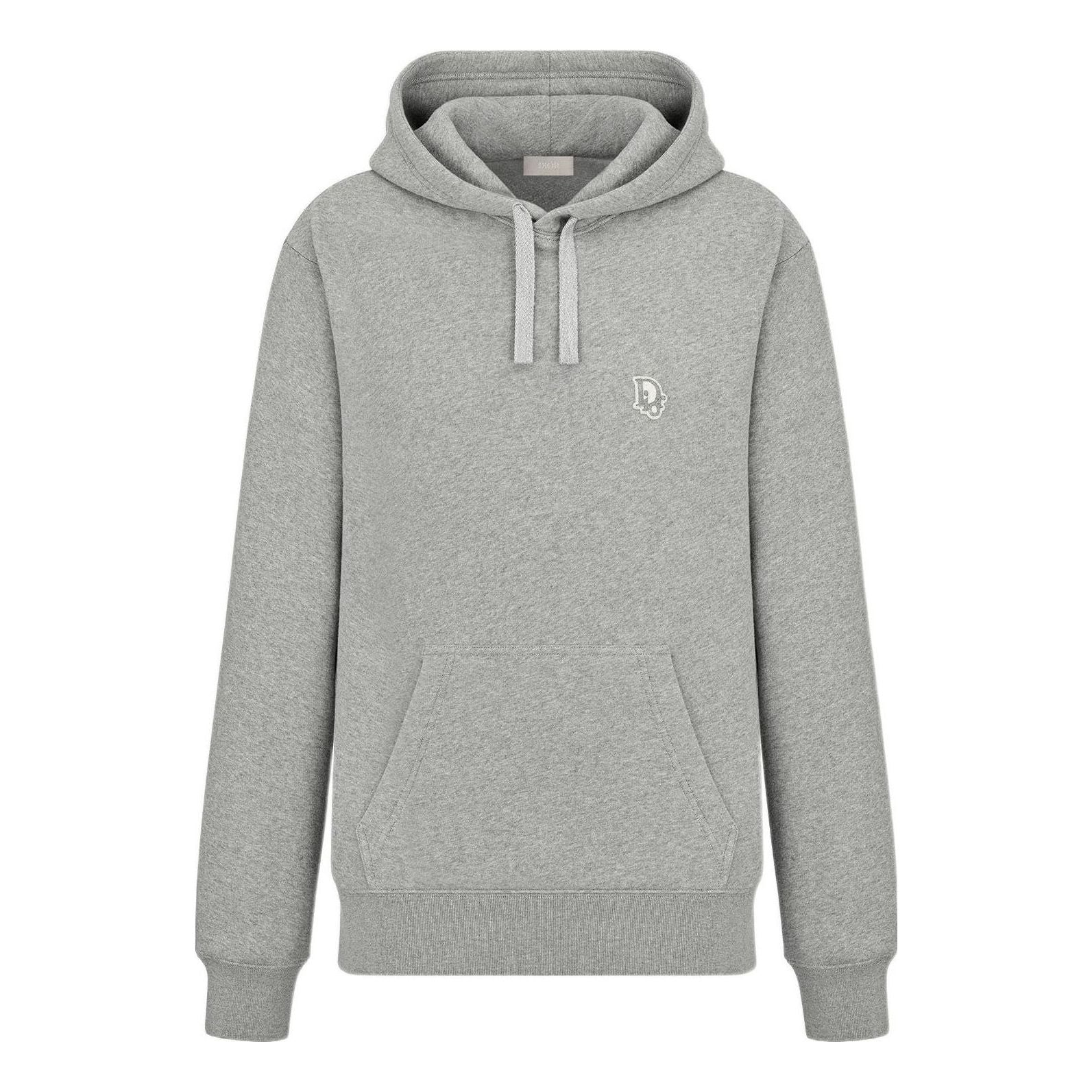 Men's DIOR SS22 Solid Color Logo Embroidered Pullover Gray 213J640A0741-C830
