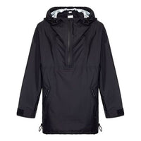 Men's Burberry Half Zipper Pullover Hooded Jacket Black 80113321