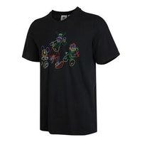 adidas originals x Disney Crossover Mickey Cartoon Printing Round Neck Short Sleeve Black HF4932