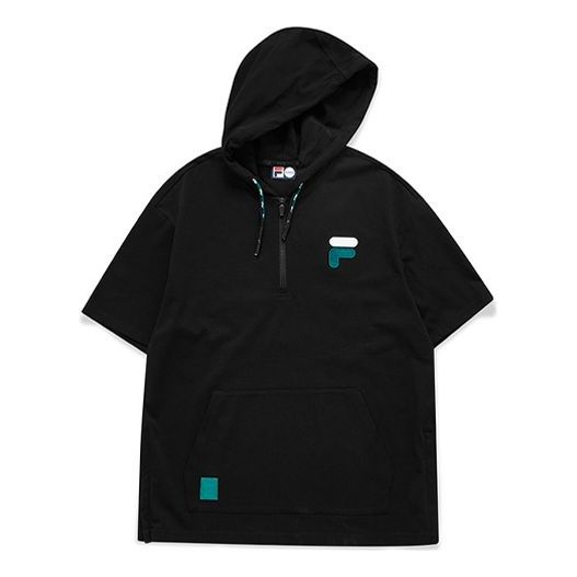 FILA FUSION Casual Sports Loose hooded Short Sleeve Black T11M123501F-BK