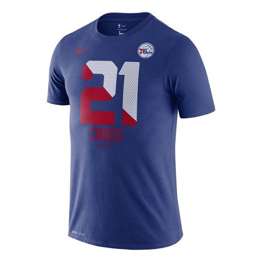Nike NBA Philadelphia 76ers 21 Casual Sports Round Neck Short Sleeve Blue AT1179-496