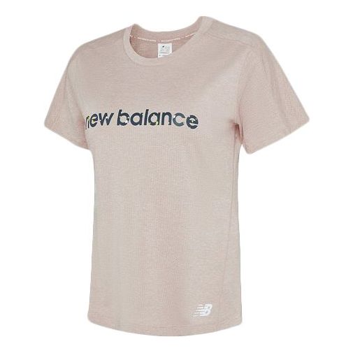 (WMNS) New Balance Classic Logo Alphabet Printing Short Sleeve Pink Red AWT0301Y-SP1