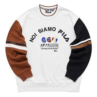 FILA FUSION Casual Splicing Round Neck Pullover White T11M111208F-WT