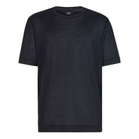 Men's FENDI SS21 Logo Pattern Round Neck Short Sleeve Black FY0936ABQSF0QA1