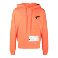 Men's Off-White Pattern Printing Drawstring Hooded Long Sleeves Slim Fit Version Orange OWTE003