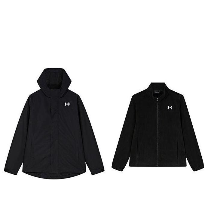(GS) Under Armour Logo Storm Forefront Rain Jacket 'Black White' 224310610