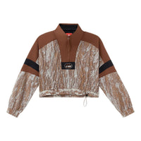 (WMNS) Li-Ning Spring And Summer Stylish Loose Splicing Short Sports Jacket 'Brown' AJDS104-2
