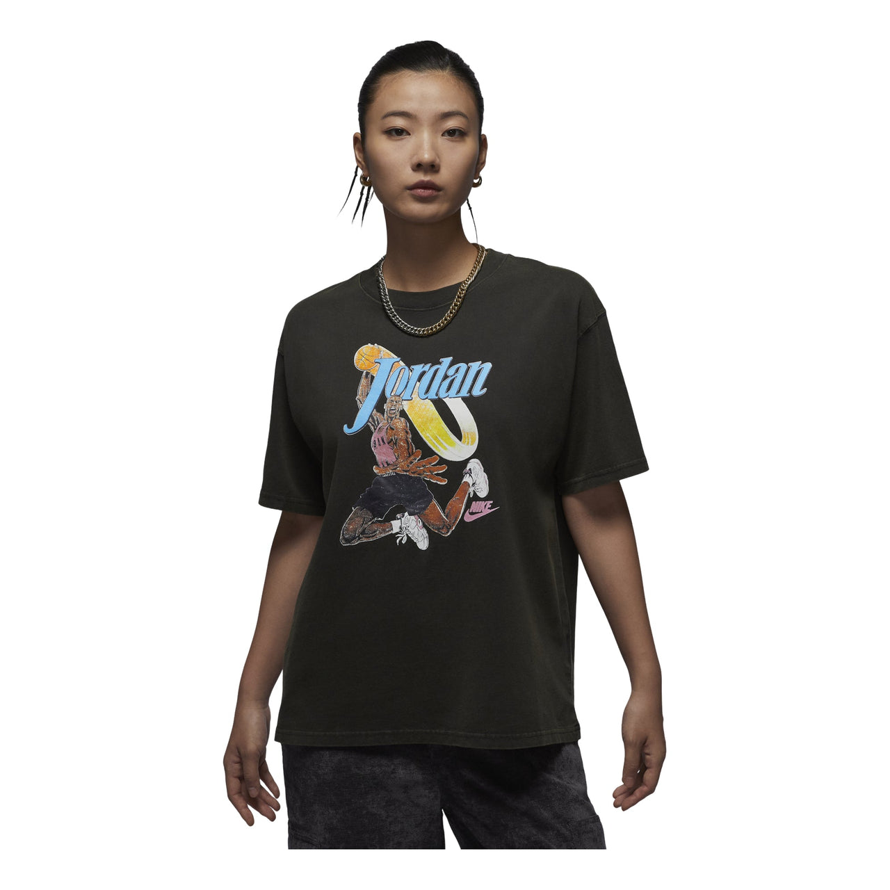 (WMNS) Air Jordan Graphic T-shirt Asia Sizing 'Black' FV7123-045