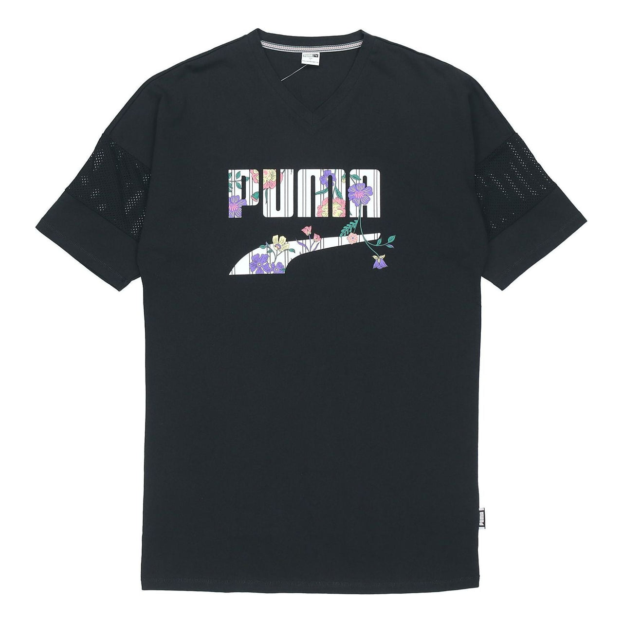 (WMNS) PUMA Casual Sports Alphabet Printing Short Sleeve Black 597473-01
