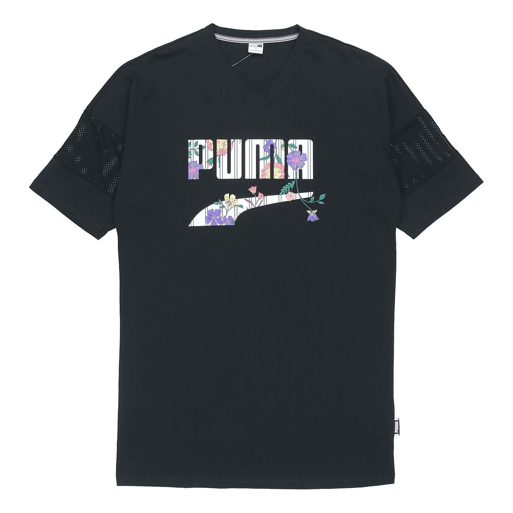 (WMNS) PUMA Casual Sports Alphabet Printing Short Sleeve Black 597473-01