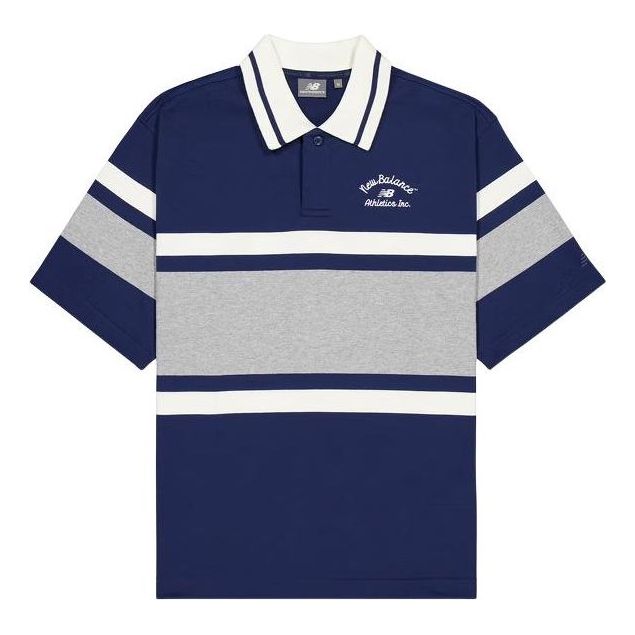 New Balance Athletics Striped Polo Shirt Asia Sizing 'Navy' NFE22241-NV