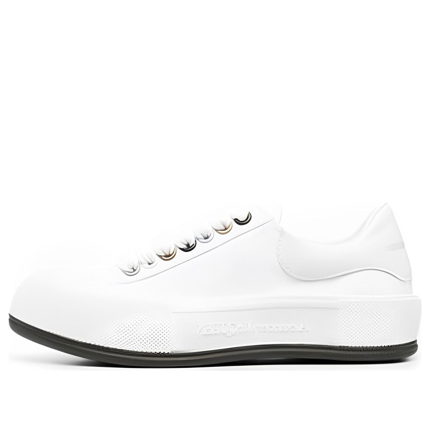 (WMNS) Alexander McQueen Deck Skate Plimsoll Lace Up 'White Metallic' 654593W4MVR9549
