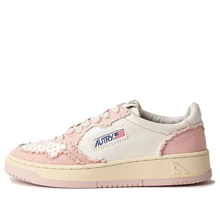 (WMNS) AUTRY Medalist Low Soft Goatskin and Frayed Canvas 'White and Pink' AULW-CB05