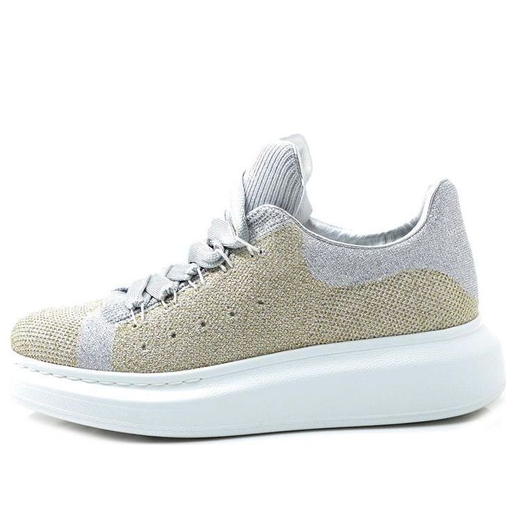 (WMNS) Alexander McQueen Shiny Fabric Sneakers 'Gold Silver' 559697W4JR08074