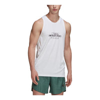adidas Solid Color Alphabet Pattern Printing Running Training Sports Vest White HA4311