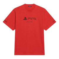 Balenciaga x PlayStation Crossover FW21 PS5 Alphabet Geometry Pattern Printing Short Sleeve Unisex Red 651795TKVF36552