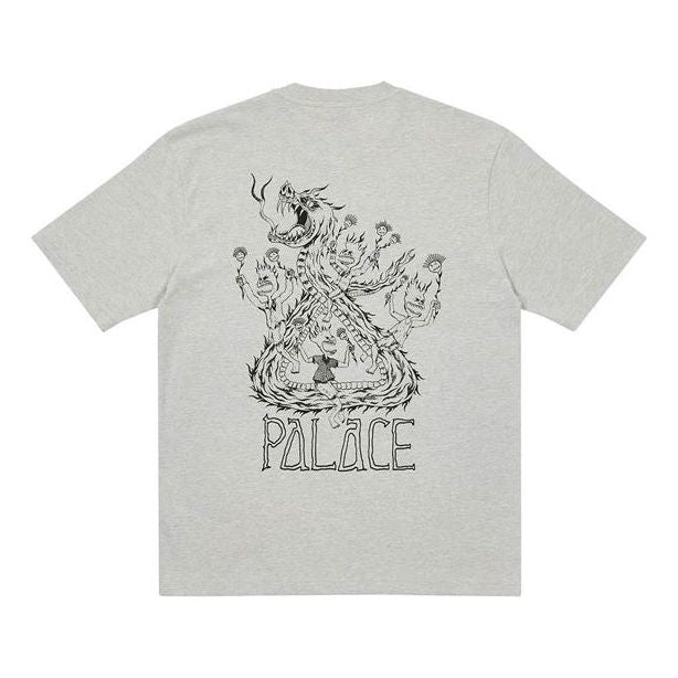 PALACE x Lotties Crossover Dragon Alphabet Pattern Short Sleeve Unisex Gray P20TS061