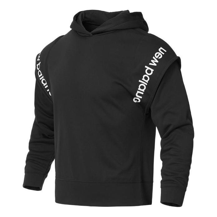 (WMNS) New Balance SS22 Logo Print Hoodie Asia Sizing 'Black White' WT21103-BK