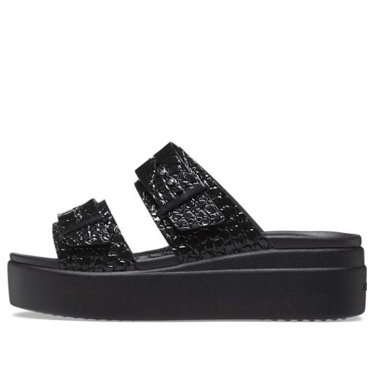 (WMNS) Crocs Brooklyn Croco Shine Buckle 'Black' 209361