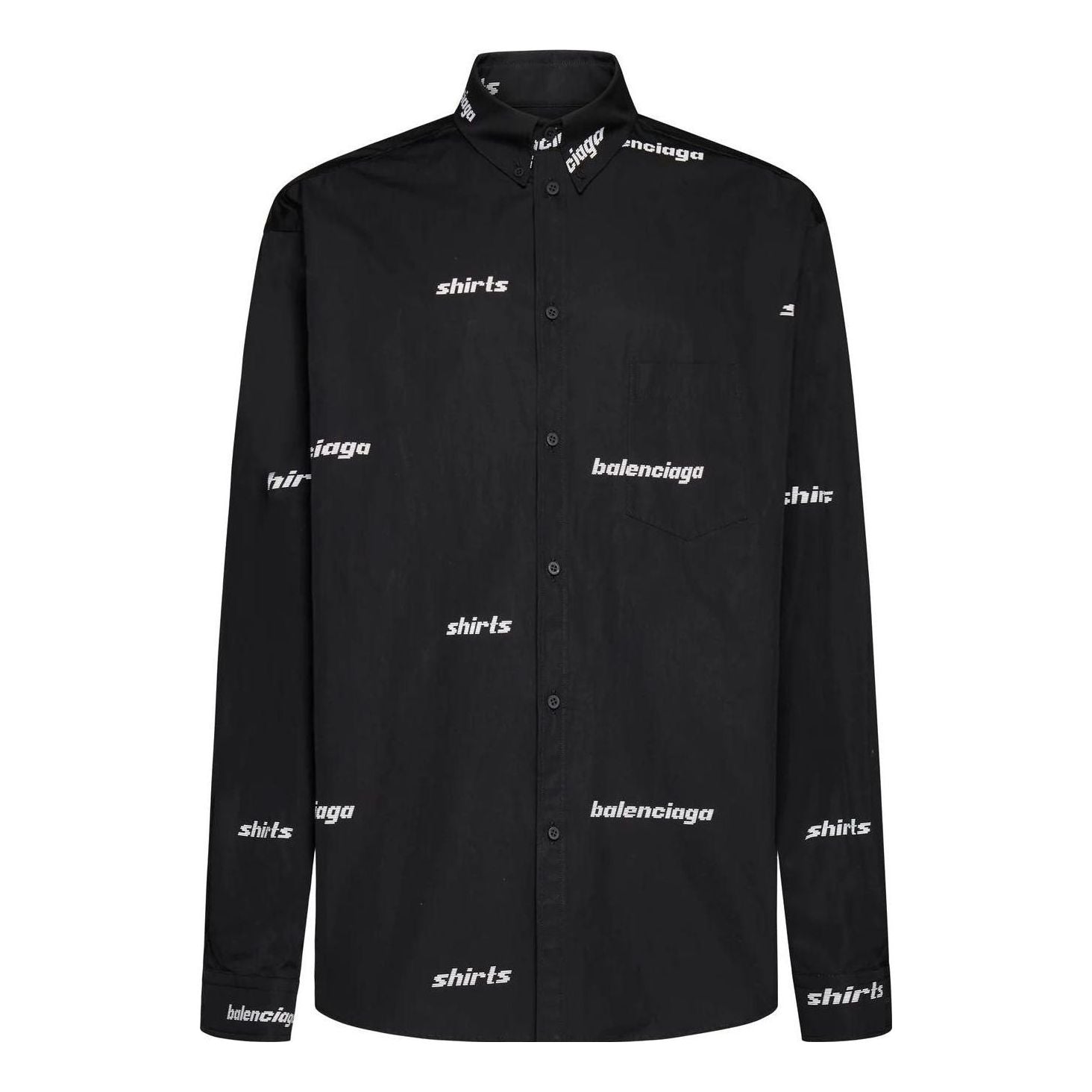 Balenciaga Logo Print Cotton Shirt 'Black' 662983TOL651070