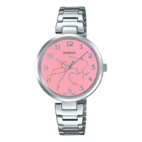 CASIO Pink Dial Pattern Dial Quartz Watch Silver Analog LTP-E02D-4A