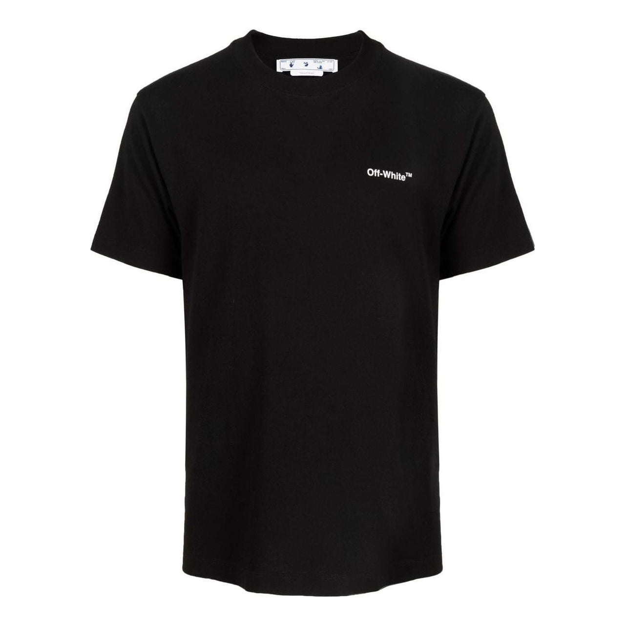 Men's Off-White FW22 Logo Printing Round Neck Pullover Short Sleeve Black T-Shirt OMAA027F22JER0081001