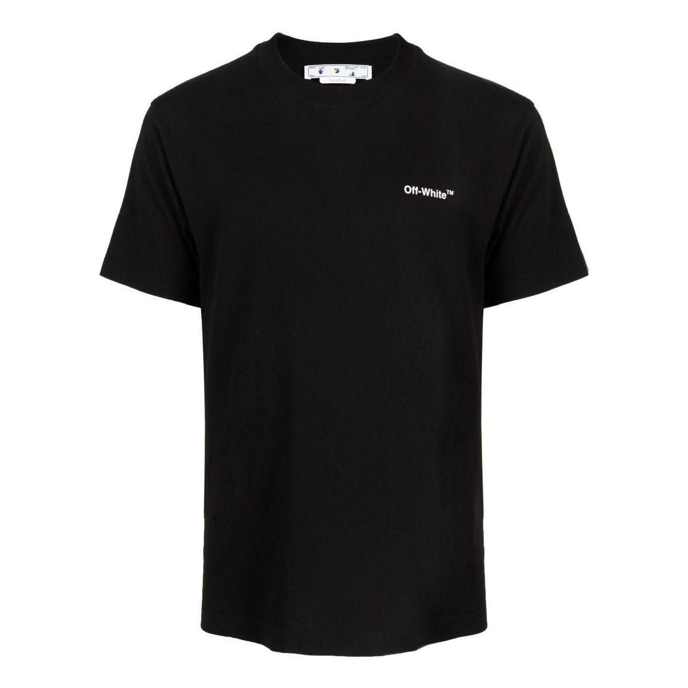 Men's Off-White FW22 Logo Printing Round Neck Pullover Short Sleeve Black T-Shirt OMAA027F22JER0081001