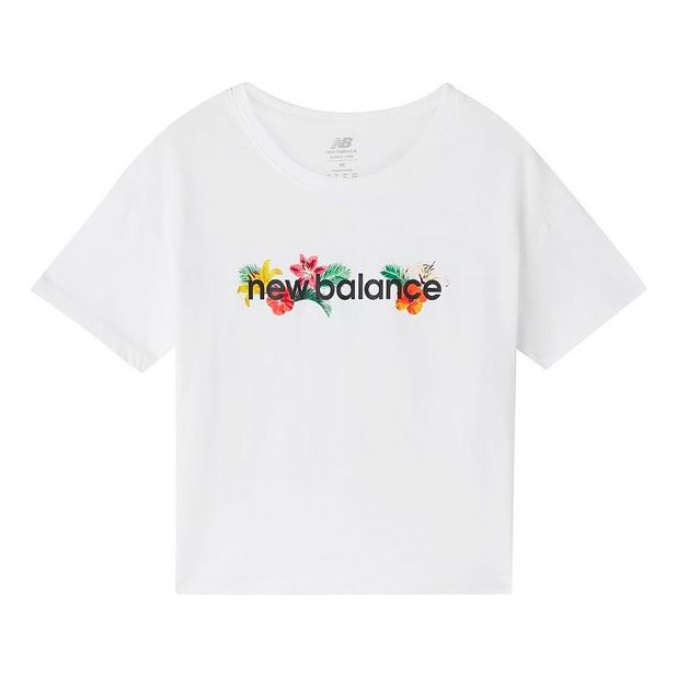 (WMNS) New Balance Logo Printing Round-neck White AWT01563-WT