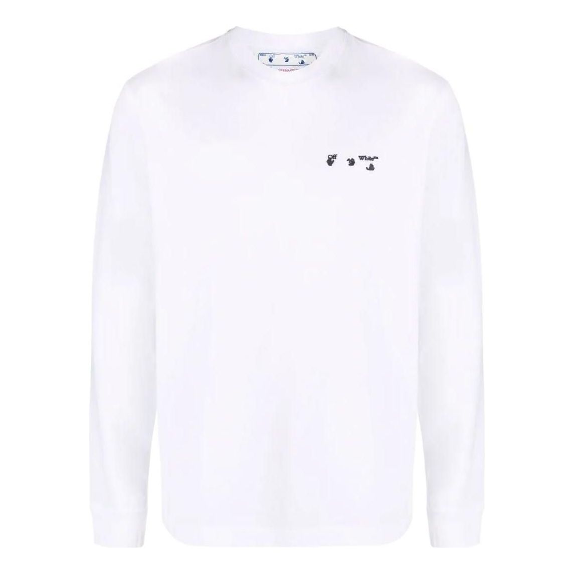 Men's Off-White SS22 Logo Round Neck Long Sleeves Version White OMAB064C99JER00401100110