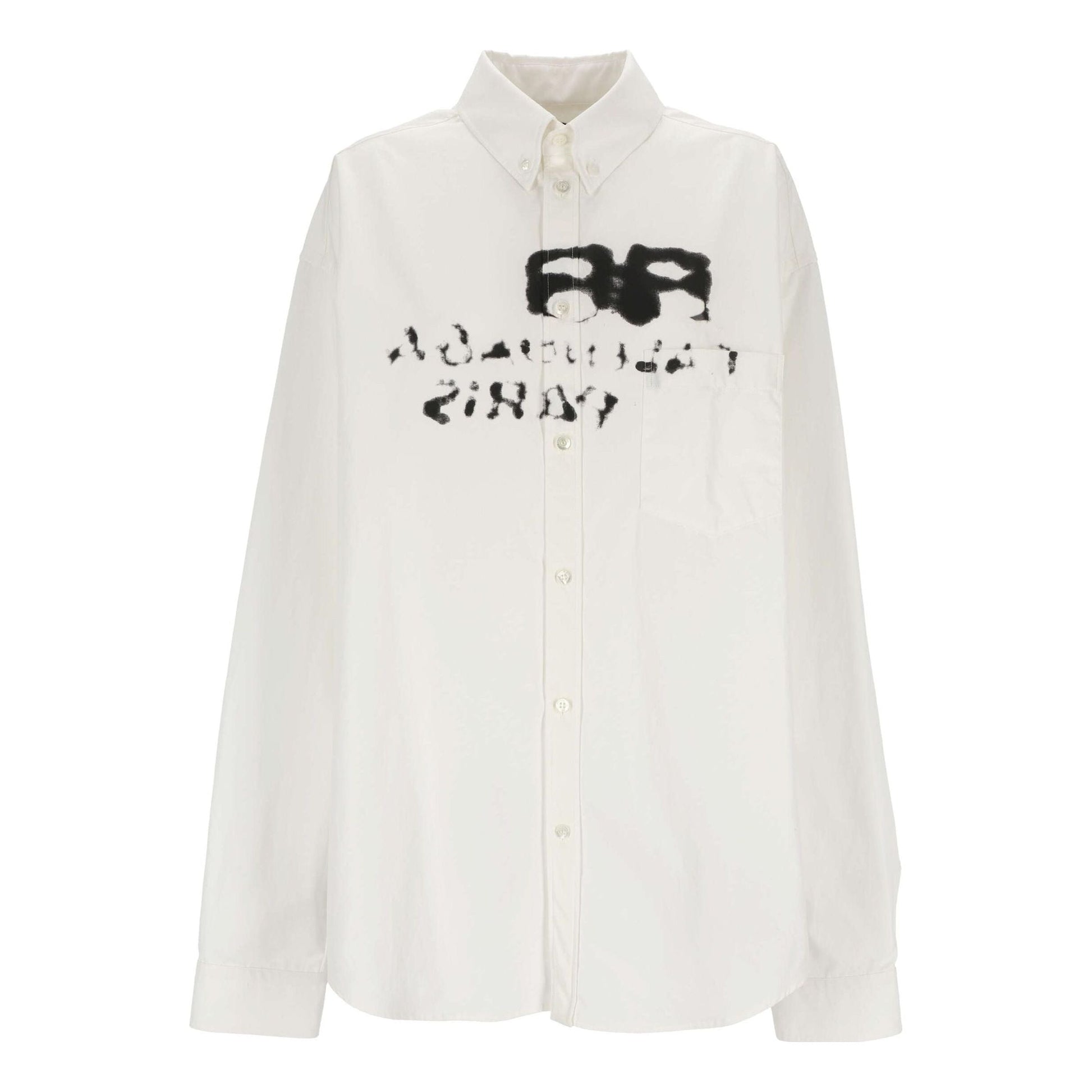 Balenciaga Hand-Drawn BB Long Sleeve Shirt Oversized 'White' 725722TYB189000