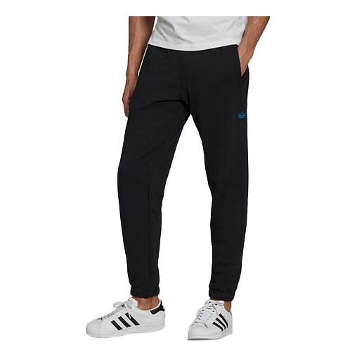 Men's adidas originals Logo Pattern Printing Bundle Feet Mid Waist Casual Sports Pants/Trousers/Joggers Black H13468