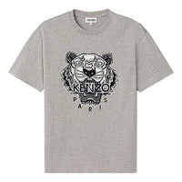 Men's KENZO Tiger Head Embroidered Pattern Loose Short Sleeve Gray FA65TS0654YV-94