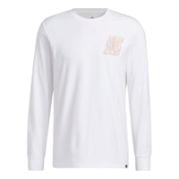 Men's adidas Alphabet Pattern Round Neck Long Sleeves White T-Shirt HK6751