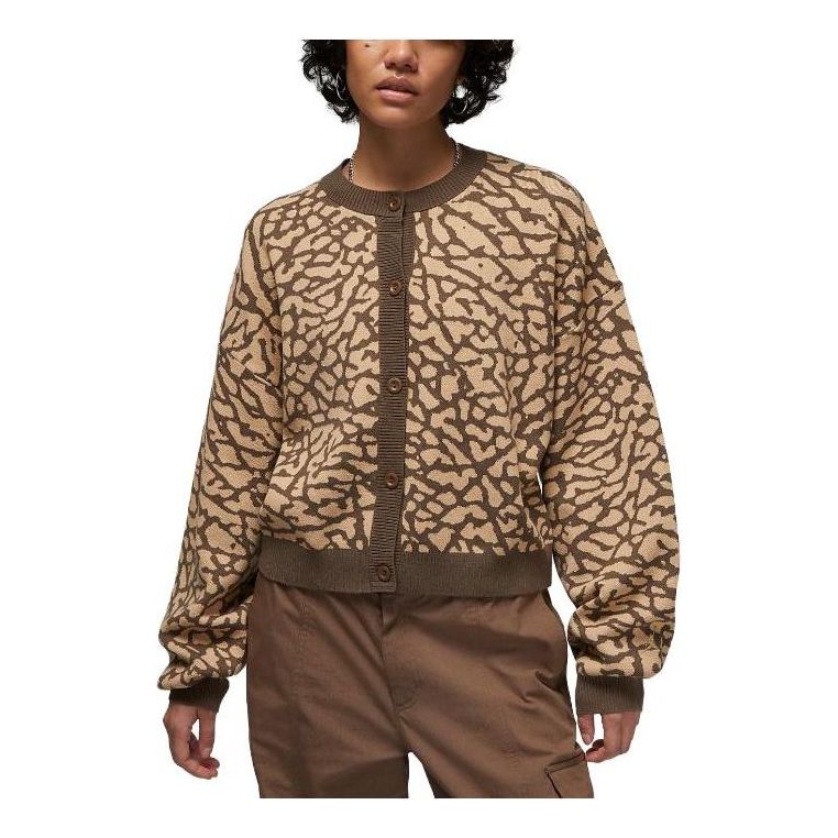 (WMNS) Air Jordan Flight Jacquard Knit Cardigan 'Palomino' DX0448-274