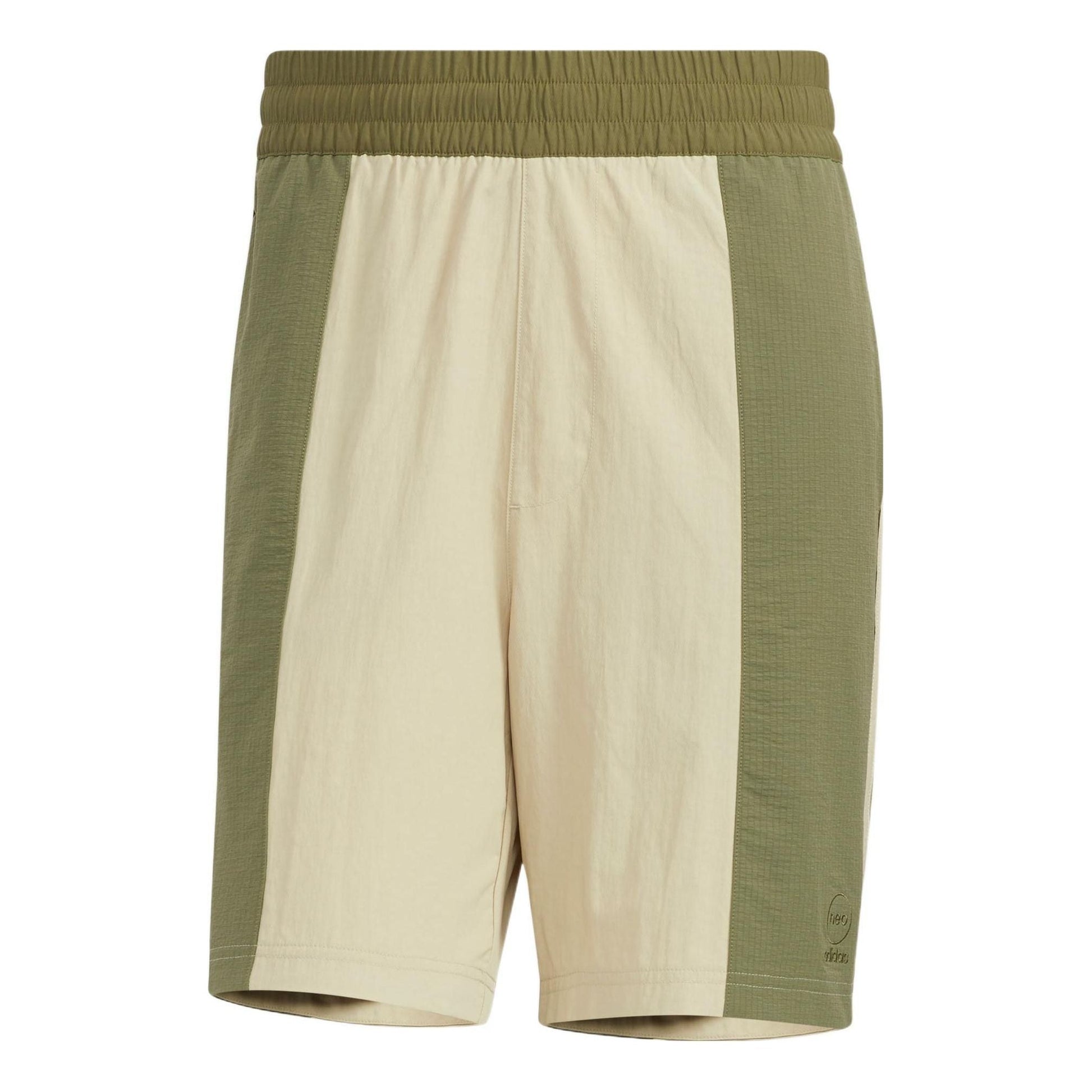 Men's adidas neo Colorblock Stripe Breathable Athleisure Casual Sports Shorts Prairie Brown Dark Olive Green HC9699