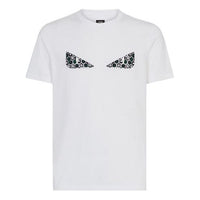 Men's FENDI Small Monster Eye Printing Short Sleeve White FY0894-A6ZD-F0QA0