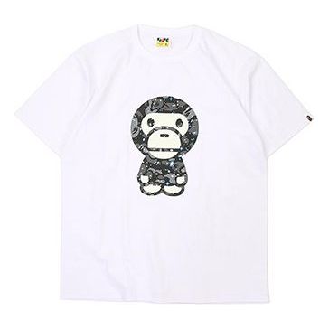 A BATHING APE BAPE Japan Camouflage MILO Short Sleeve 'White Black' BAPESS17-01