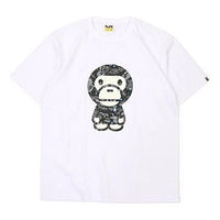 A BATHING APE BAPE Japan Camouflage MILO Short Sleeve 'White Black' BAPESS17-01