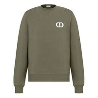 Men's DIOR SS22 Round Neck Cotton Fleece Material Pullover Olive 113J699A0531-C680