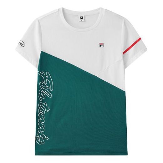(WMNS) FILA Athletics Series Colorblock Round Neck Pullover Short Sleeve White A11W123101F-WT