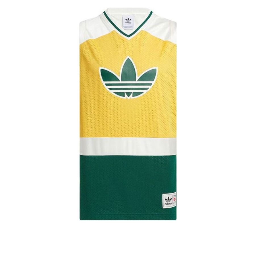 adidas Originals Logo Basketball Jerseys 'Yellow Green White' JD6401
