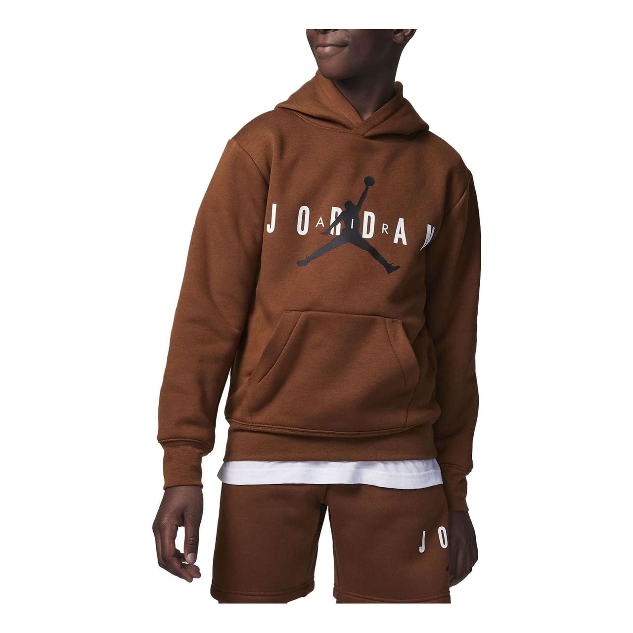 (GS) Air Jordan Logo Pullover Hoodie 'Brown' FB1642-281