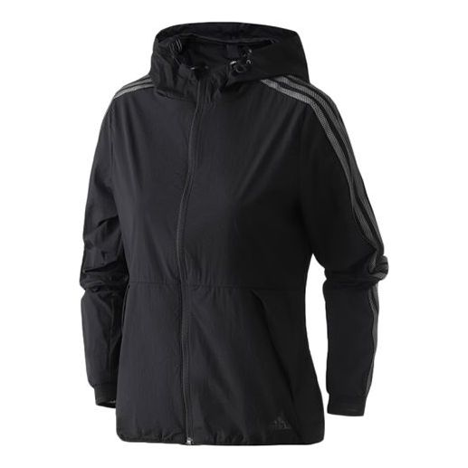 (WMNS) adidas Sports Stylish Solid Color Hooded Jacket Black DY8687