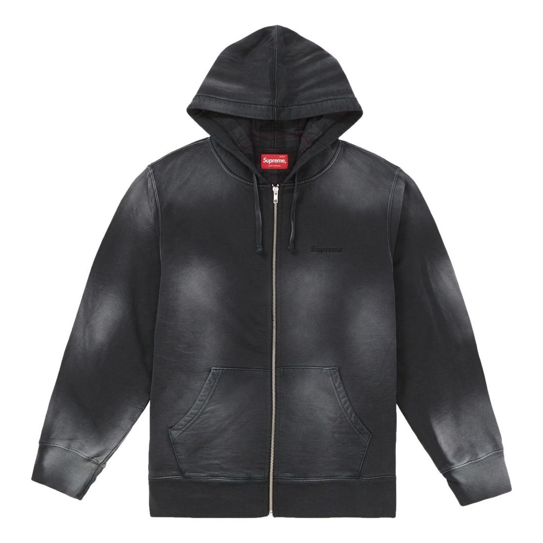 Supreme FW18 Bleached Zip Up Sweatshirt Black SUP-FW18-784