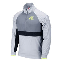 Nike Sportswear Archive Splicing Contrasting Colors Logo Half Zipper Stand Collar Woven Jacket Gray AJ7924-012
