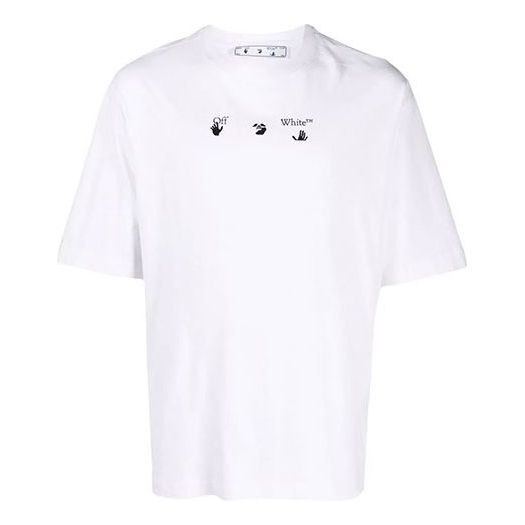 Men's Off-White FW21 Logo Round Neck Cotton Short Sleeve Loose Fit White T-Shirt OMAA119F21JER0110110