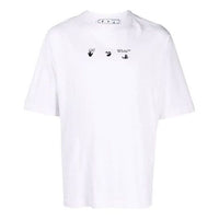 Men's Off-White FW21 Logo Round Neck Cotton Short Sleeve Loose Fit White T-Shirt OMAA119F21JER0110110